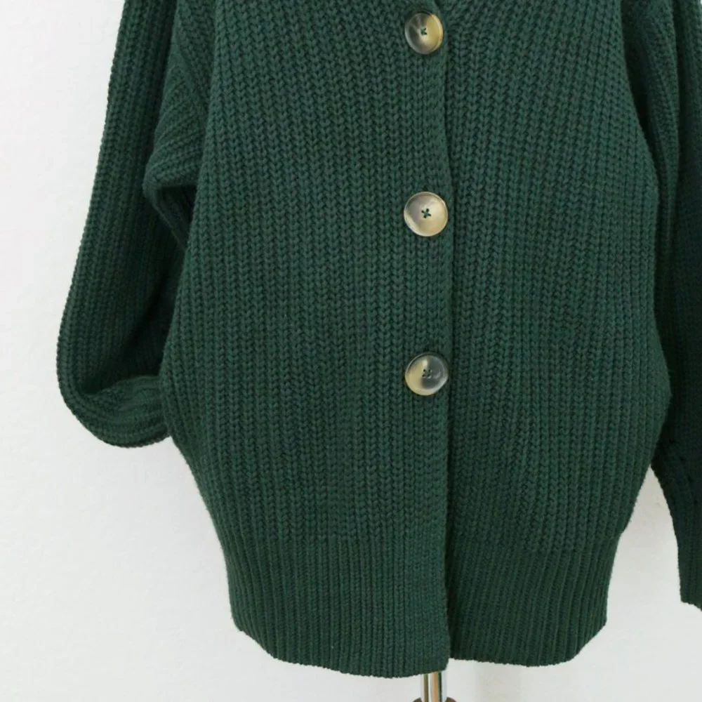 Free People Swim Too Deep Collar Longline Cardi Cardigan Hunter Green $158 XS - Picture 11 of 15